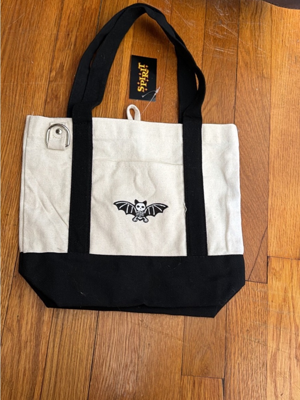 Spirit Black & Cream Canvas Tote with Bat Logo